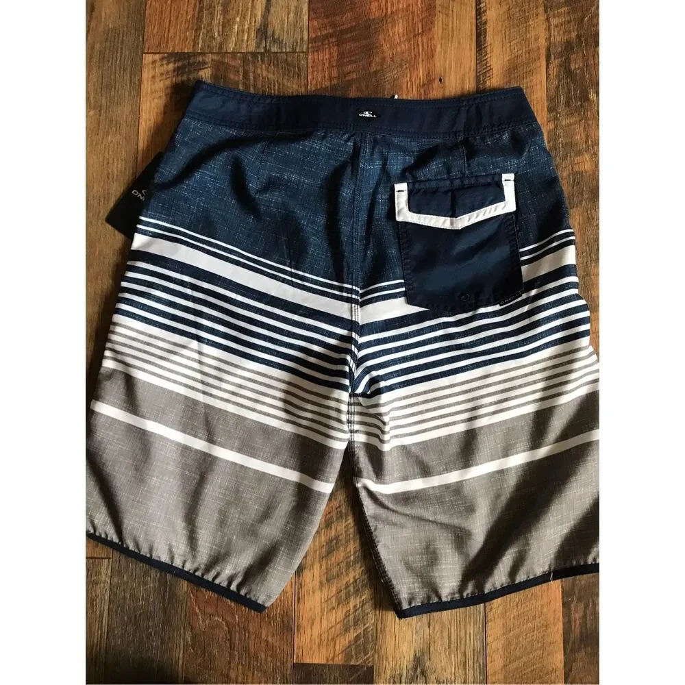 O’Neill men’s swim trunks shorts blue white ties unlined size 29 New with tags